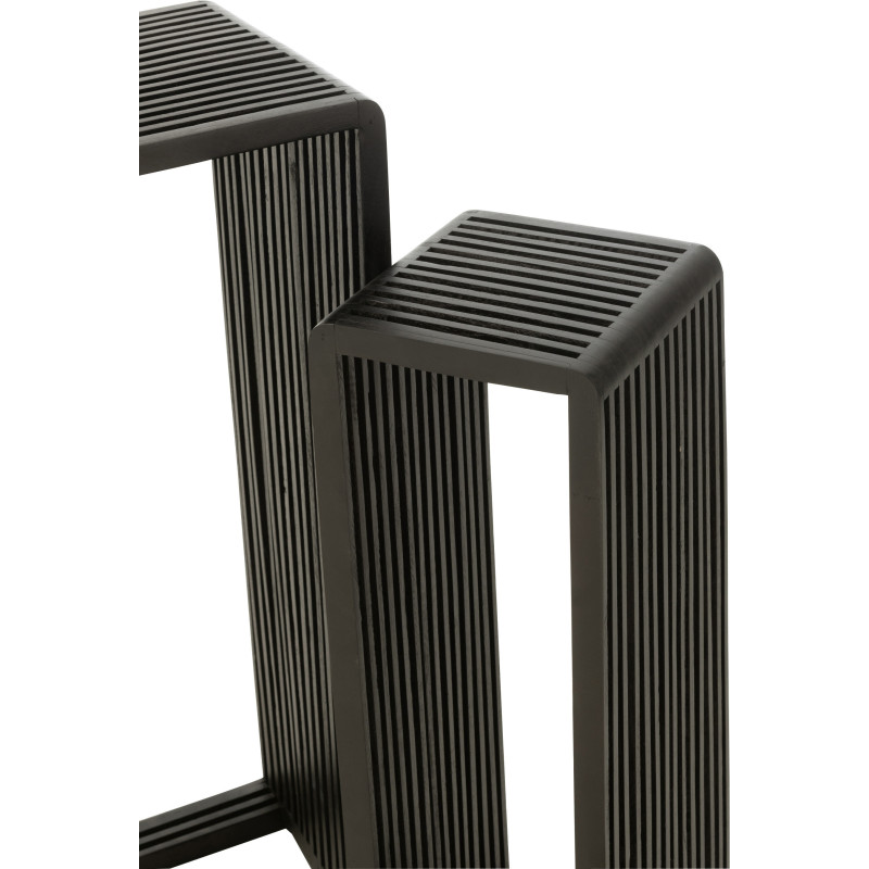 Sellette haute Gigogne Carrée en Bois de teck recyclé Noir Octave - 7