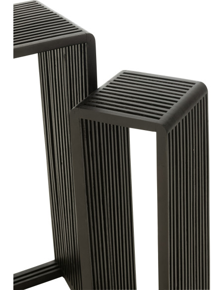 Sellette haute Gigogne Carrée en Bois de teck recyclé Noir Octave - 7