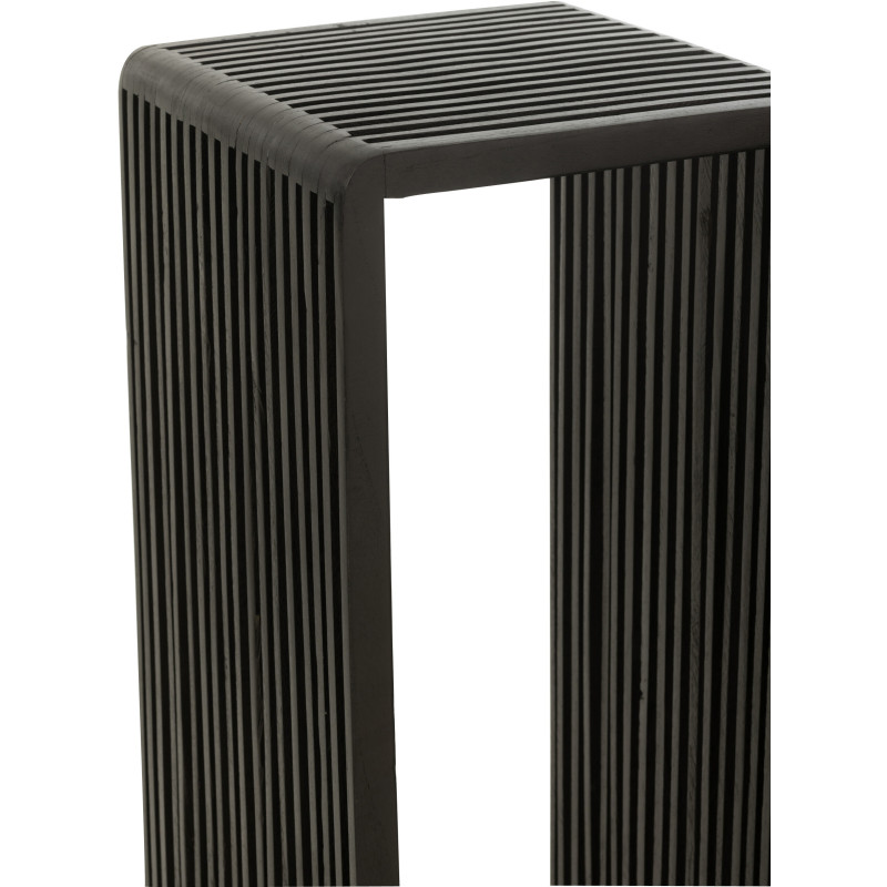 Sellette haute Gigogne Carrée en Bois de teck recyclé Noir Octave - 8