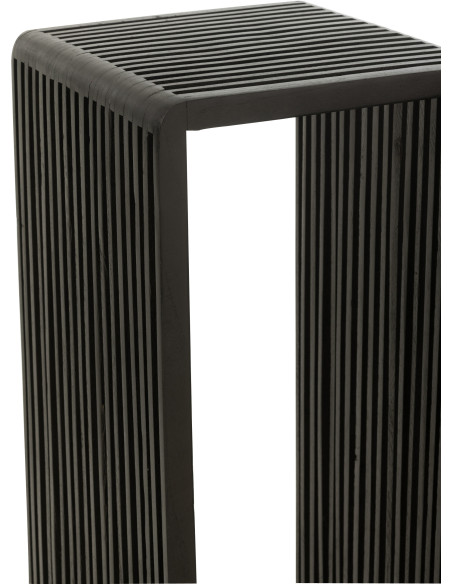 Sellette haute Gigogne Carrée en Bois de teck recyclé Noir Octave - 8