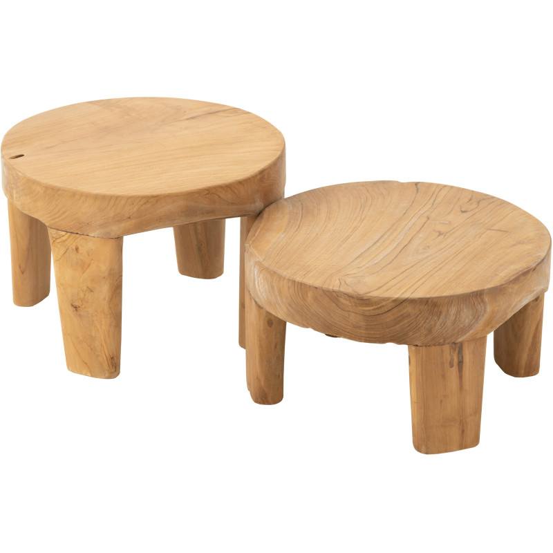 Table basse Gigogne Ronde en Bois de teck Naturel Maelie - 1