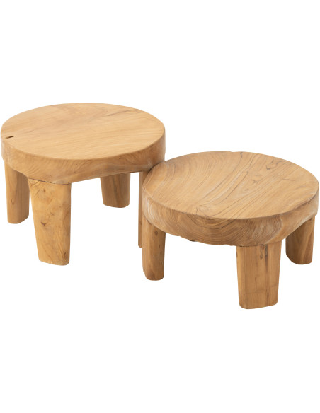 Table basse Gigogne Ronde en Bois de teck Naturel Maelie - 1