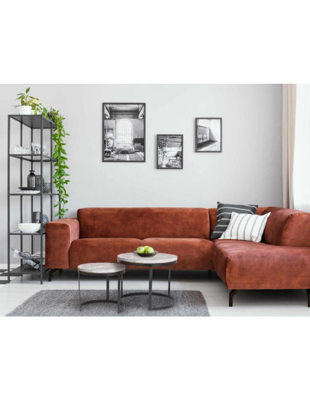 Table basse Gigogne moderne Ronde en Bois de manguier massif Marron blanchi Métal Noir Jarvis - 8