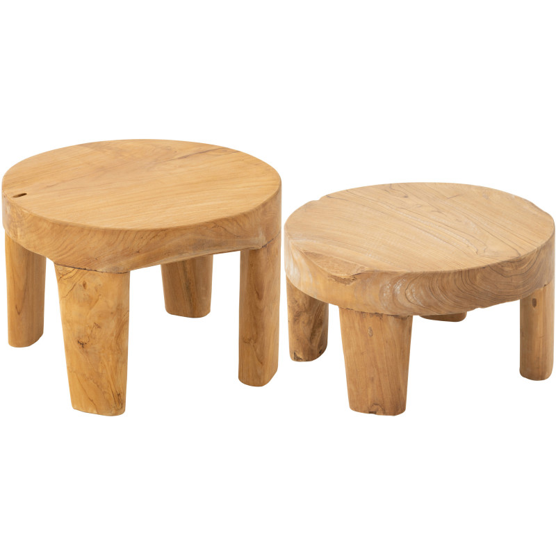 Table basse Gigogne Ronde en Bois de teck Naturel Maelie - 2
