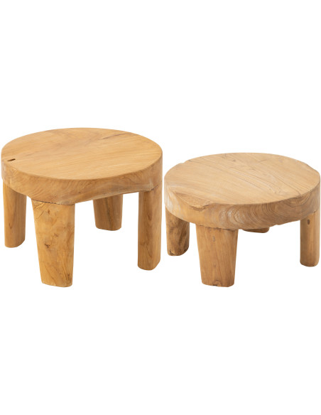 Table basse Gigogne Ronde en Bois de teck Naturel Maelie - 2