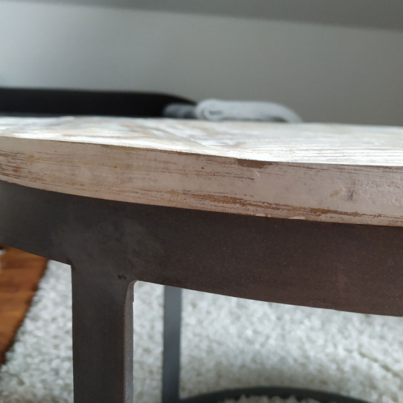 Table basse Gigogne moderne Ronde en Bois de manguier massif Marron blanchi Métal Noir Jarvis - 7