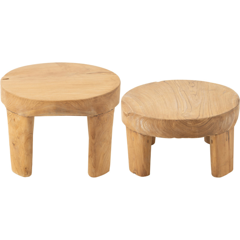 Table basse Gigogne Ronde en Bois de teck Naturel Maelie - 5