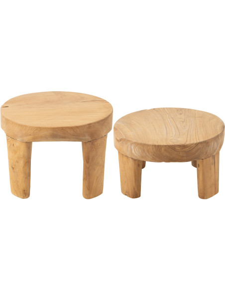 Table basse Gigogne Ronde en Bois de teck Naturel Maelie - 5