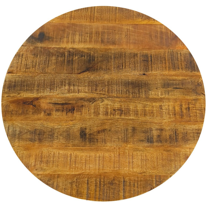 Table basse moderne Ronde en Bois de manguier massif Marron Métal Noir Velron - 4