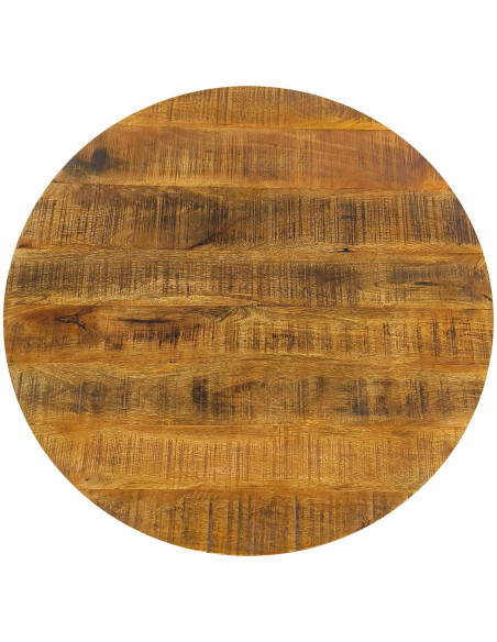 Table basse moderne Ronde en Bois de manguier massif Marron Métal Noir Velron - 4
