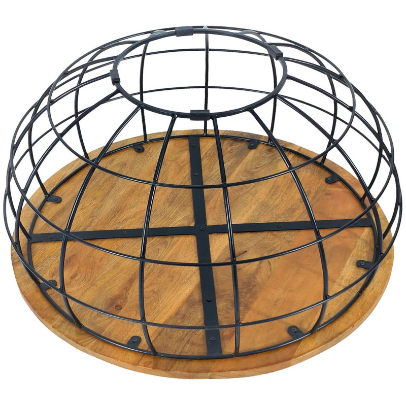 Table basse moderne Ronde en Bois de manguier massif Marron Métal Noir Velron - 5