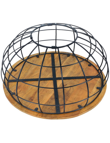 Table basse moderne Ronde en Bois de manguier massif Marron Métal Noir Velron - 5