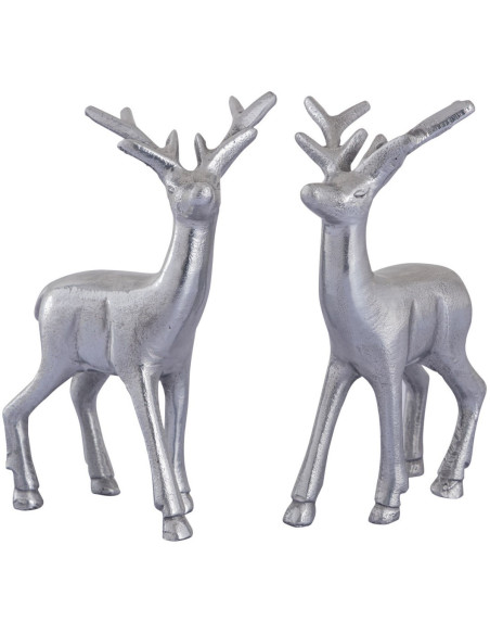 Statuette déco Cerf Hauteur 20 cm en Métal Argenté Cynlea (Lot de 2) - 3