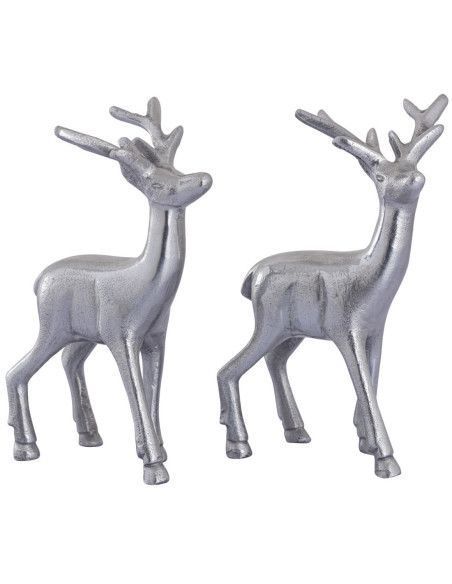 Statuette déco Cerf Hauteur 20 cm en Métal Argenté Cynlea (Lot de 2) - 4