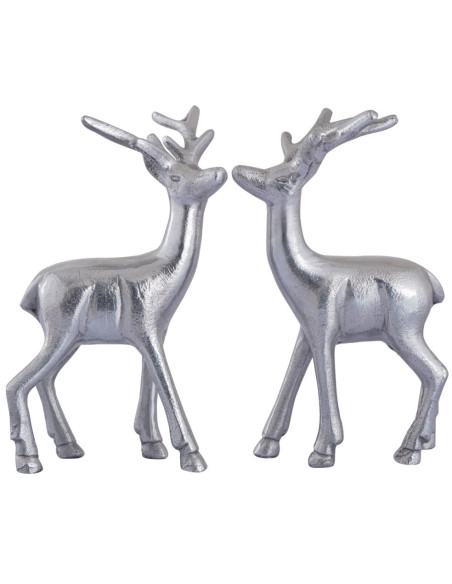 Statuette déco Cerf Hauteur 20 cm en Métal Argenté Cynlea (Lot de 2) - 5