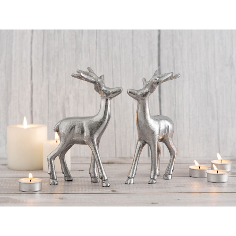 Statuette déco Cerf Hauteur 20 cm en Métal Argenté Cynlea (Lot de 2) - 7