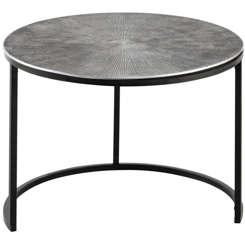 Table basse moderne gigogne Ronde en Métal Argenté Noir Vexira - 4
