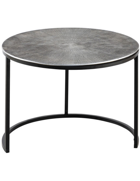 Table basse moderne gigogne Ronde en Métal Argenté Noir Vexira - 4