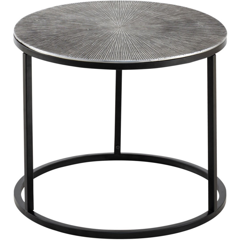 Table basse moderne gigogne Ronde en Métal Argenté Noir Vexira - 5