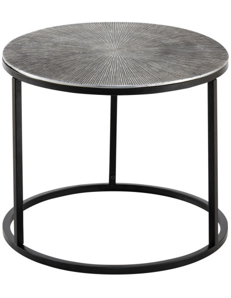 Table basse moderne gigogne Ronde en Métal Argenté Noir Vexira - 5