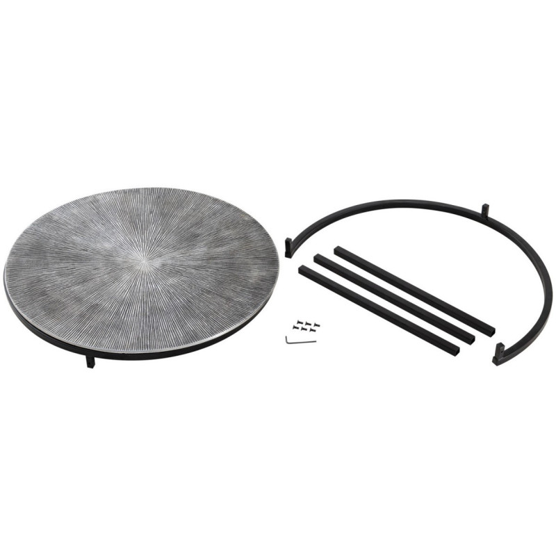 Table basse moderne gigogne Ronde en Métal Argenté Noir Vexira - 8