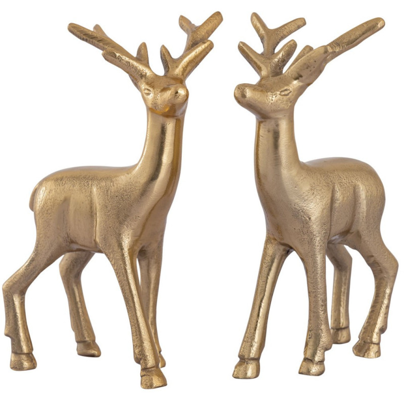 Statuette déco Cerf Hauteur 20 cm en Métal Doré Cynlea (Lot de 2) - 1