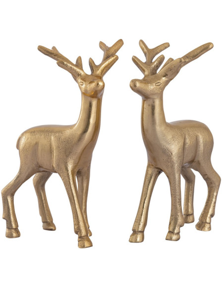 Statuette déco Cerf Hauteur 20 cm en Métal Doré Cynlea (Lot de 2) - 1
