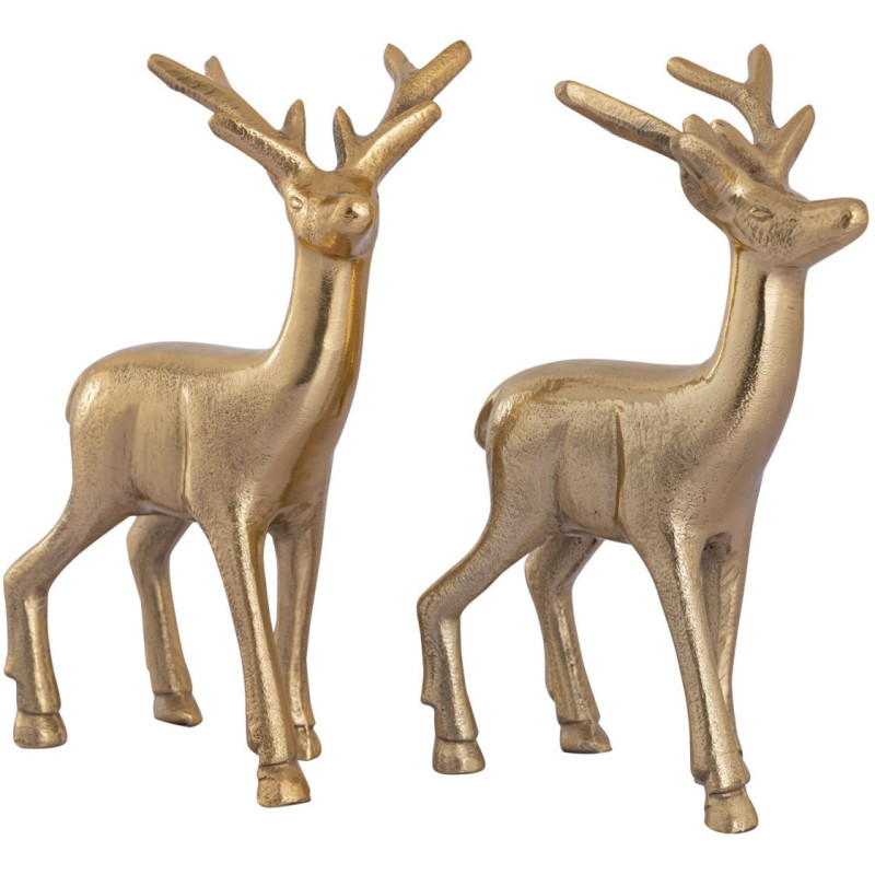 Statuette déco Cerf Hauteur 20 cm en Métal Doré Cynlea (Lot de 2) - 3