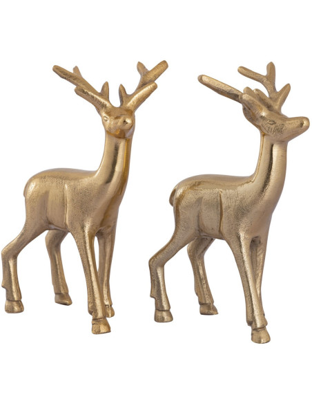 Statuette déco Cerf Hauteur 20 cm en Métal Doré Cynlea (Lot de 2) - 3