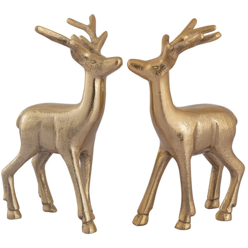 Statuette déco Cerf Hauteur 20 cm en Métal Doré Cynlea (Lot de 2) - 4