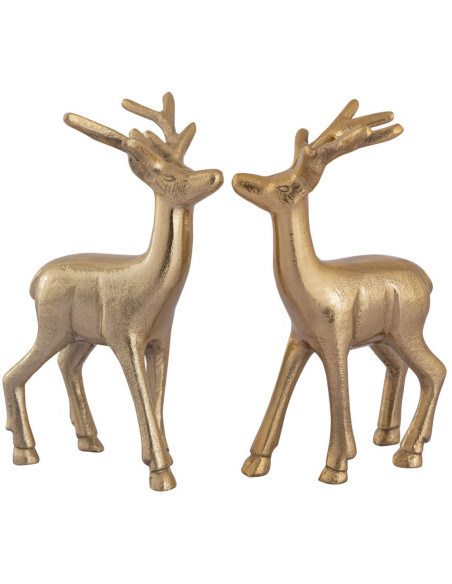 Statuette déco Cerf Hauteur 20 cm en Métal Doré Cynlea (Lot de 2) - 4