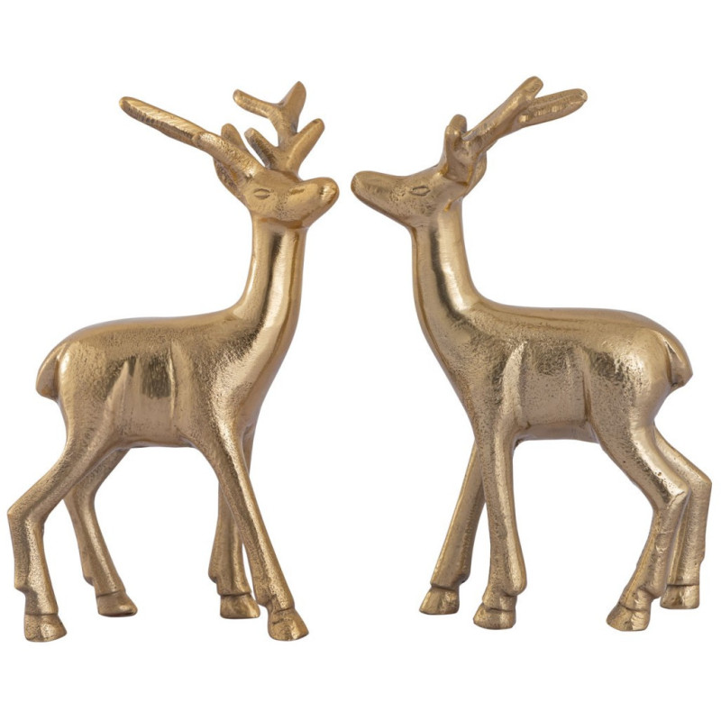 Statuette déco Cerf Hauteur 20 cm en Métal Doré Cynlea (Lot de 2) - 5