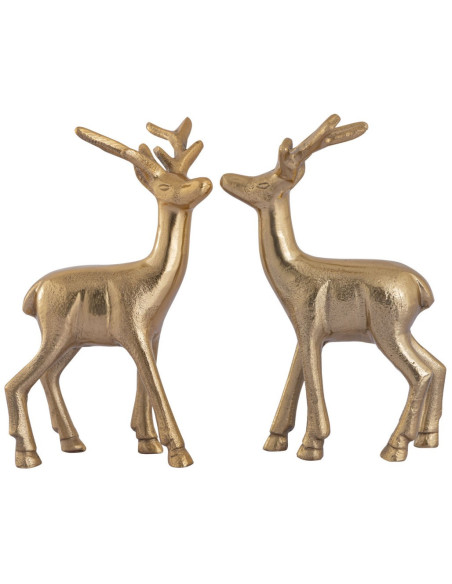 Statuette déco Cerf Hauteur 20 cm en Métal Doré Cynlea (Lot de 2) - 5