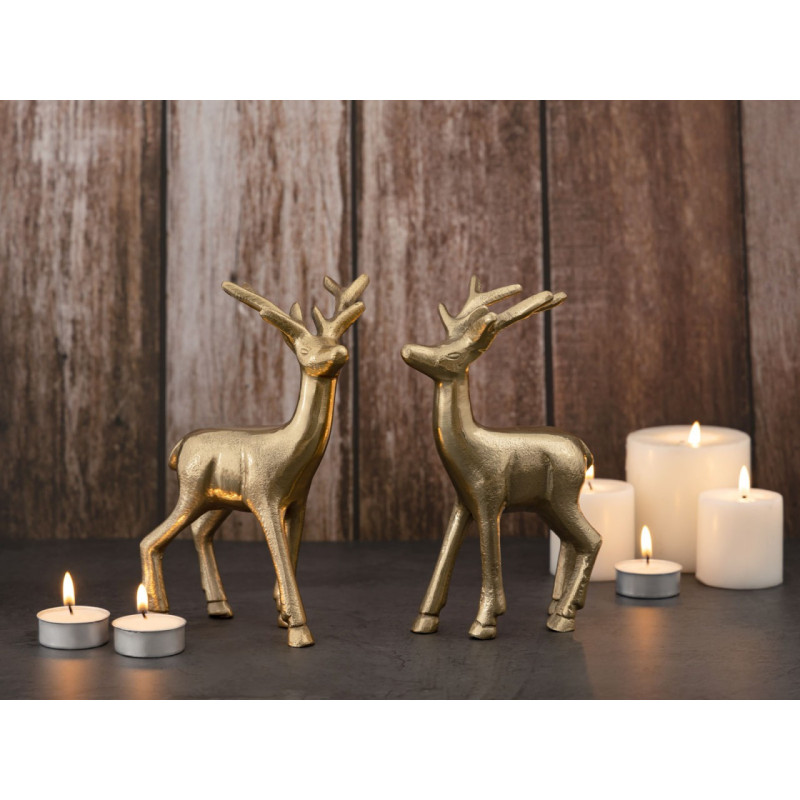 Statuette déco Cerf Hauteur 20 cm en Métal Doré Cynlea (Lot de 2) - 6