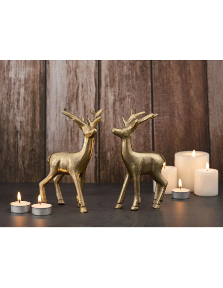 Statuette déco Cerf Hauteur 20 cm en Métal Doré Cynlea (Lot de 2) - 6