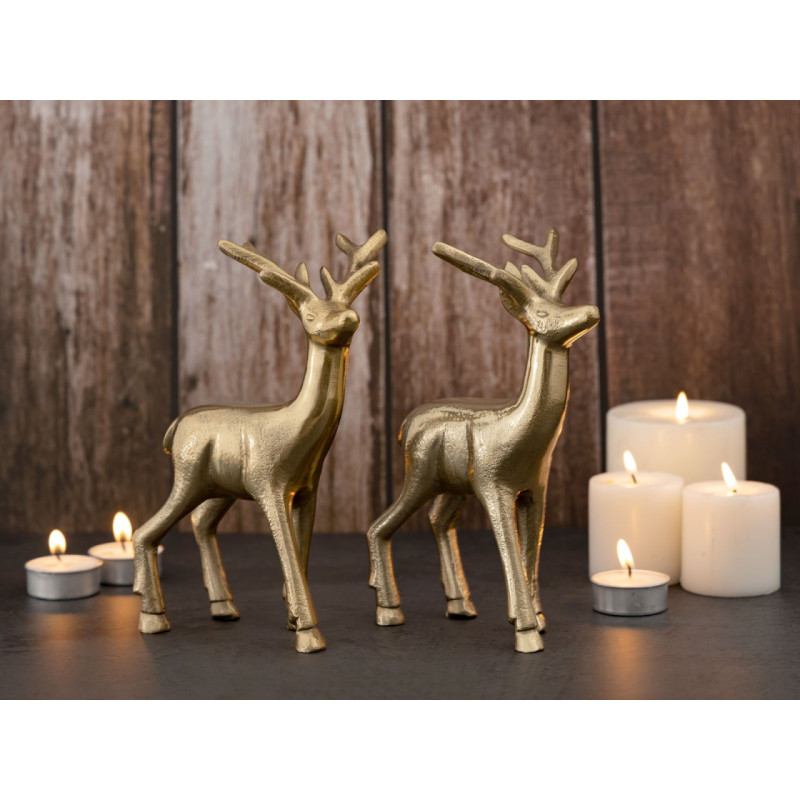 Statuette déco Cerf Hauteur 20 cm en Métal Doré Cynlea (Lot de 2) - 7