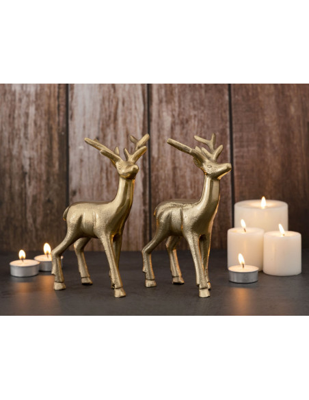 Statuette déco Cerf Hauteur 20 cm en Métal Doré Cynlea (Lot de 2) - 7
