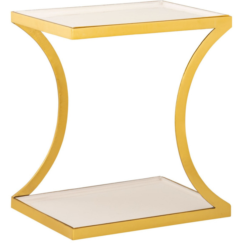 Table d'appoint moderne Rectangulaire en Métal Doré Blanc Kelora - 1