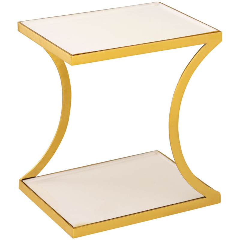 Table d'appoint moderne Rectangulaire en Métal Doré Blanc Kelora - 3