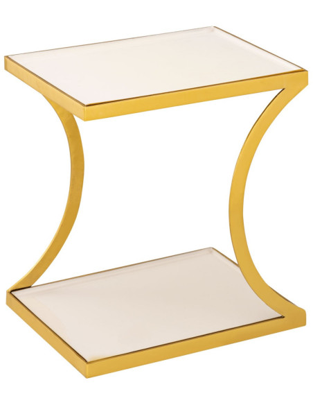 Table d'appoint moderne Rectangulaire en Métal Doré Blanc Kelora - 3