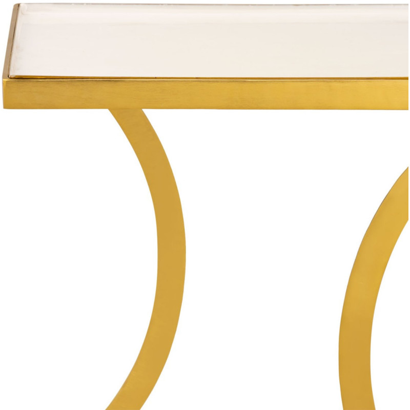 Table d'appoint moderne Rectangulaire en Métal Doré Blanc Kelora - 4
