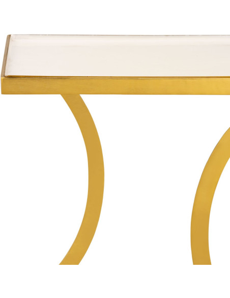 Table d'appoint moderne Rectangulaire en Métal Doré Blanc Kelora - 4