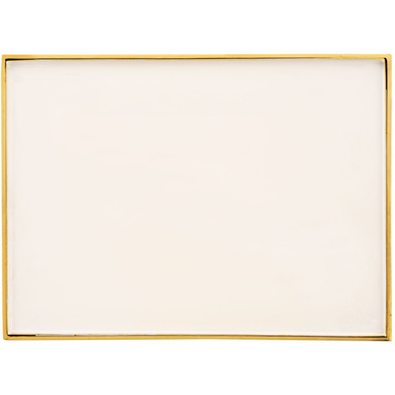 Table d'appoint moderne Rectangulaire en Métal Doré Blanc Kelora - 6