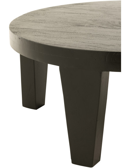 Table basse Ronde en Bois de manguier Noir Sihem - 2