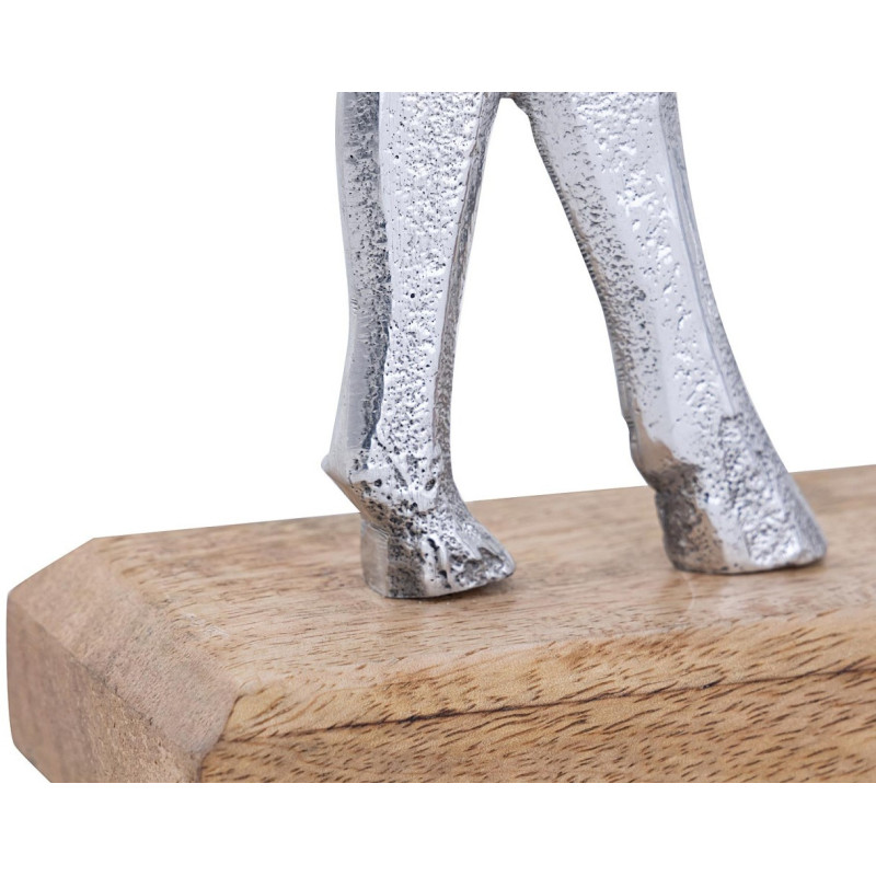 Sculpture déco Cerfs en Bois de manguier massif Naturel Métal Doré Pavron (Lot de 2) - 5