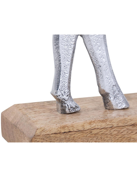 Sculpture déco Cerfs en Bois de manguier massif Naturel Métal Doré Pavron (Lot de 2) - 5