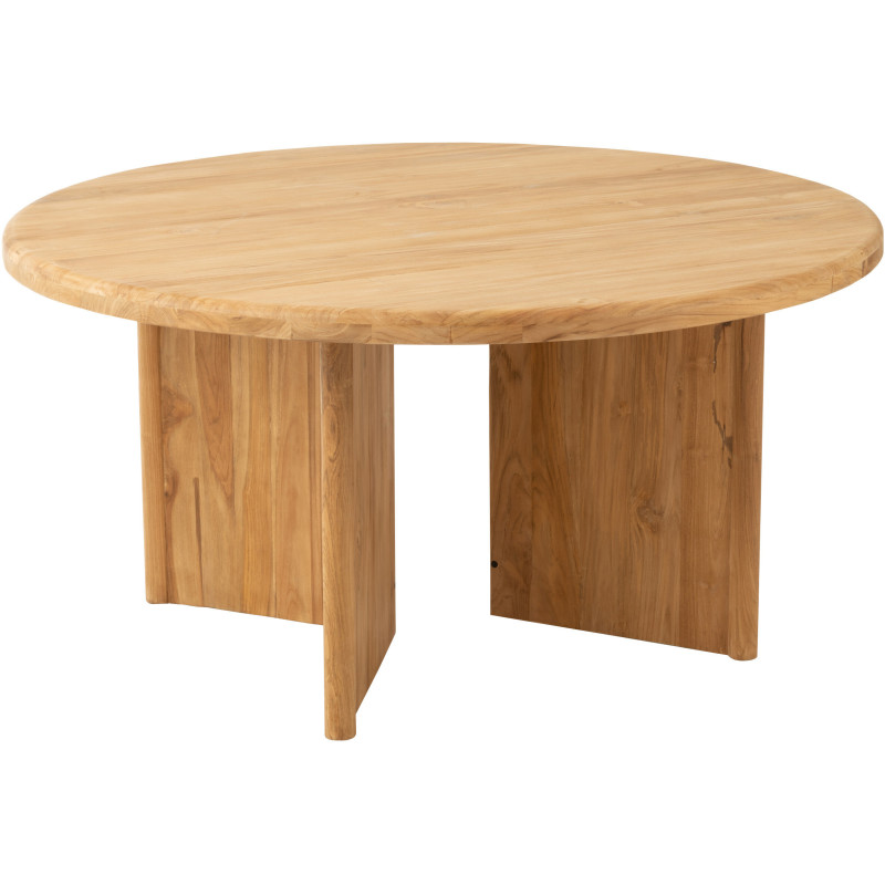 Table à manger Ronde 4 personnes en Bois de teck Naturel Maelie - 1