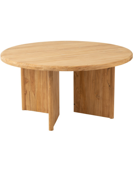 Table à manger Ronde 4 personnes en Bois de teck Naturel Maelie - 1
