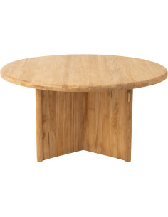 Table à manger Ronde 4 personnes en Bois de teck Naturel Maelie - 1 2