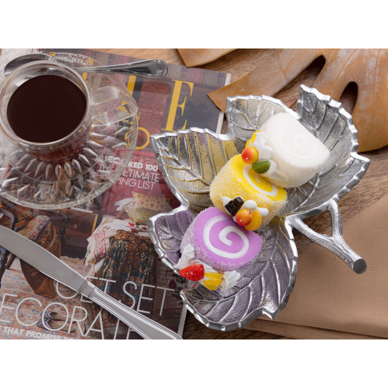 Vide poche original Feuille en Métal Argenté Nyrial - 2